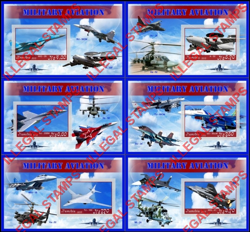 Namibia 2019 Military Aviation Illegal Stamp Souvenir Sheets of 1