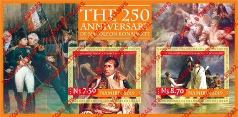 Namibia 2019 Napoleon Bonaparte Illegal Stamp Souvenir Sheet of 2
