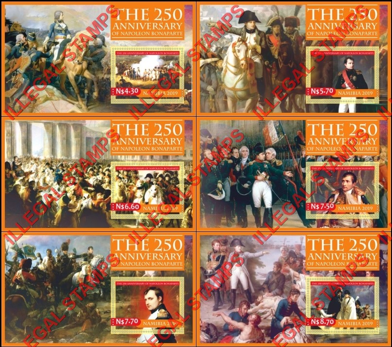 Namibia 2019 Napoleon Bonaparte Illegal Stamp Souvenir Sheets of 1