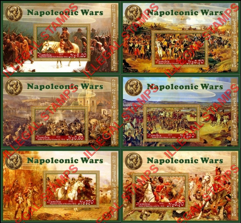 Namibia 2019 Napoleonic Wars Illegal Stamp Souvenir Sheets of 1