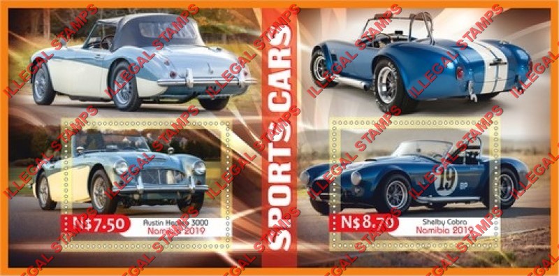 Namibia 2019 Sports Cars Illegal Stamp Souvenir Sheet of 2