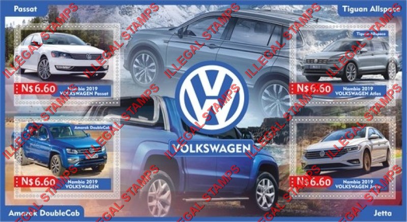 Namibia 2019 Volkswagen Cars Illegal Stamp Souvenir Sheet of 4