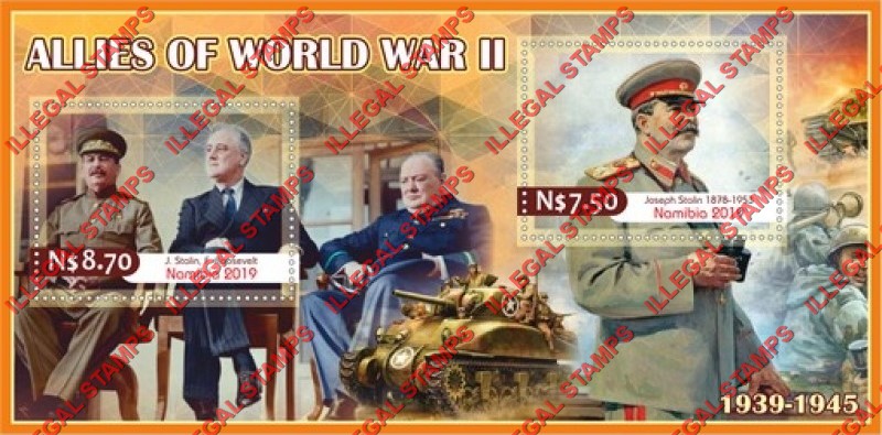 Namibia 2019 World War II Allies Illegal Stamp Souvenir Sheet of 2