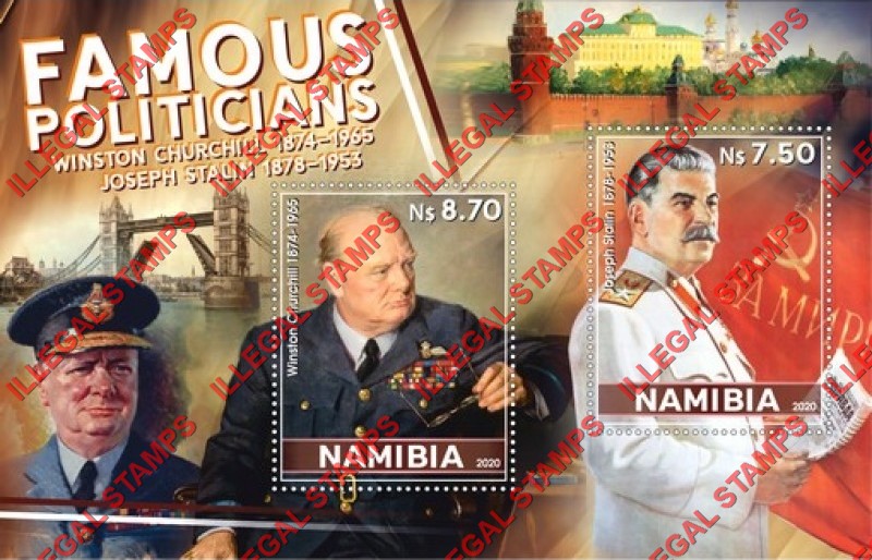 Namibia 2020 Famous Politicians Illegal Stamp Souvenir Sheet of 2
