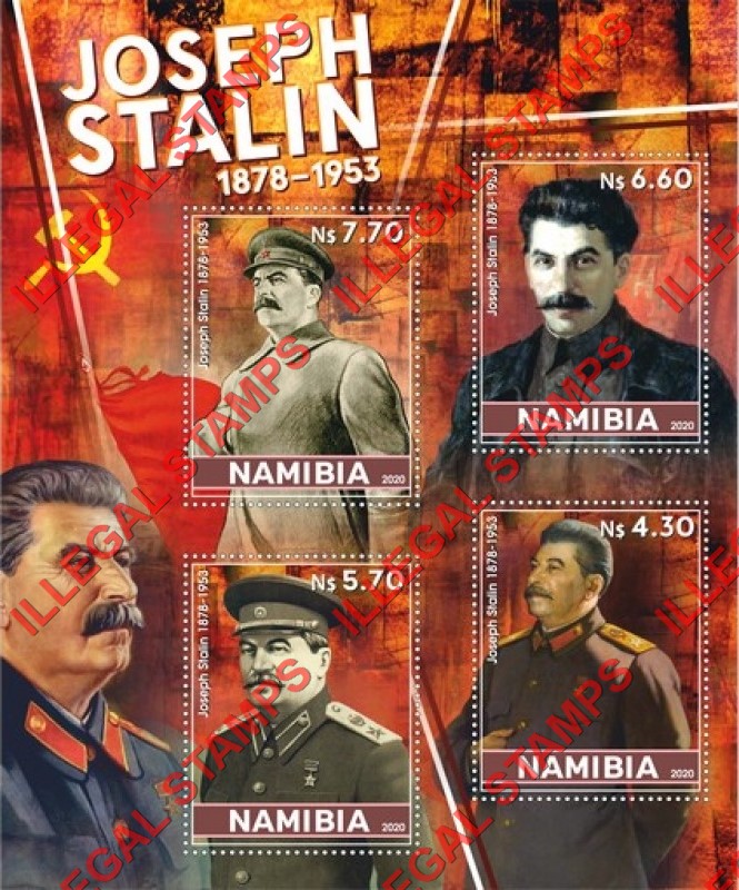 Namibia 2020 Joseph Stalin Illegal Stamp Souvenir Sheet of 4