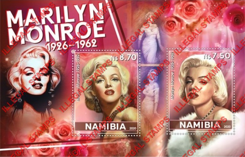 Namibia 2020 Marilyn Monroe Illegal Stamp Souvenir Sheet of 2