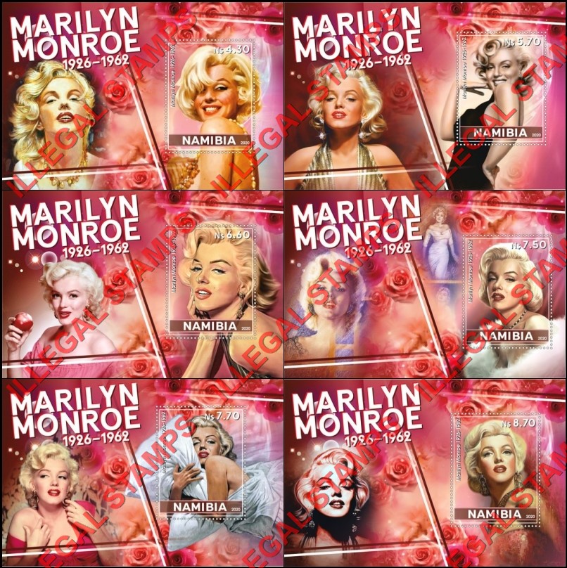 Namibia 2020 Marilyn Monroe Illegal Stamp Souvenir Sheets of 1