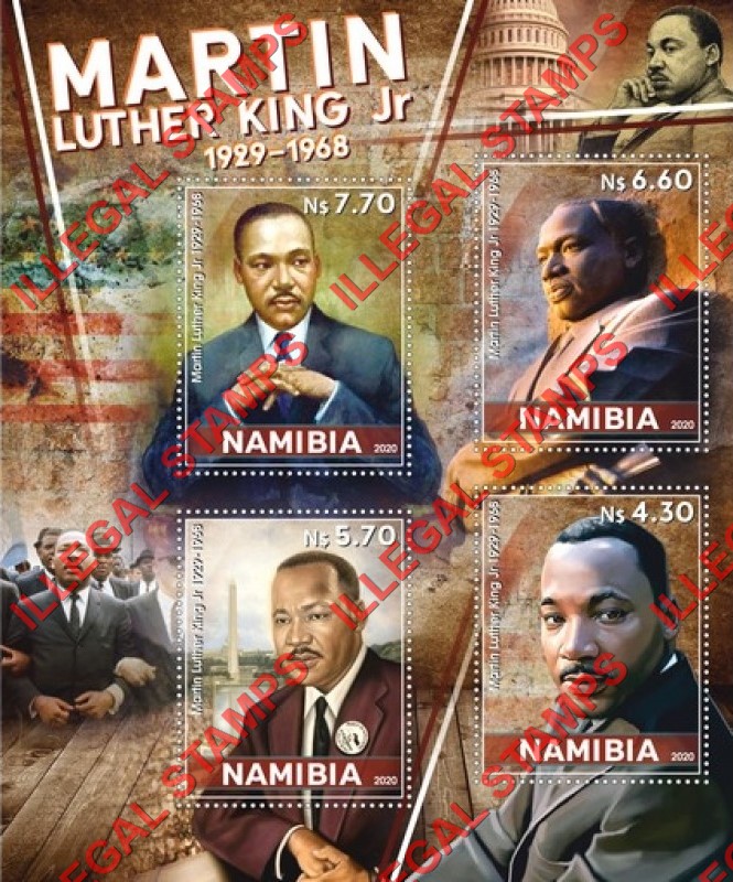 Namibia 2020 Martin Luther King Jr. Illegal Stamp Souvenir Sheet of 4