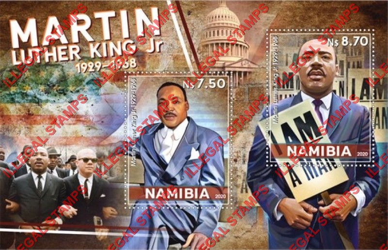 Namibia 2020 Martin Luther King Jr. Illegal Stamp Souvenir Sheet of 2