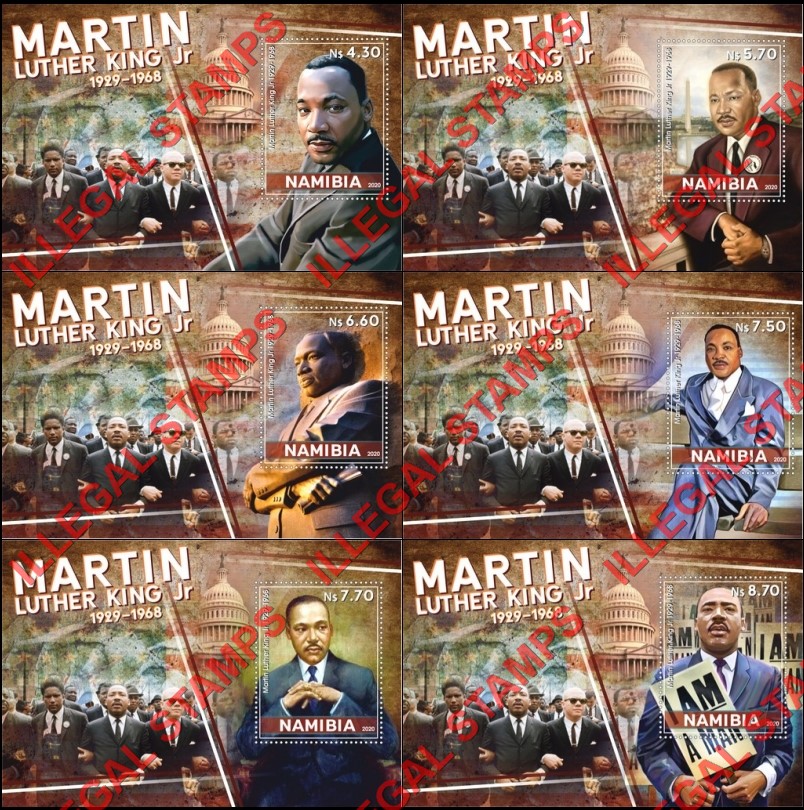 Namibia 2020 Martin Luther King Jr. Illegal Stamp Souvenir Sheets of 1