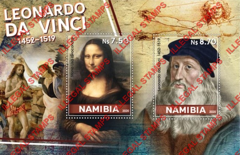 Namibia 2020 Paintings Leonardo da Vinci Illegal Stamp Souvenir Sheet of 2