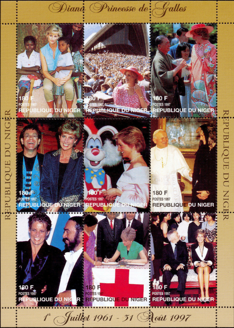 Niger 1997 Princess Diana Performing Humanitarian Deeds, on World Tours and with Various Important People Scott Catalog No. 944