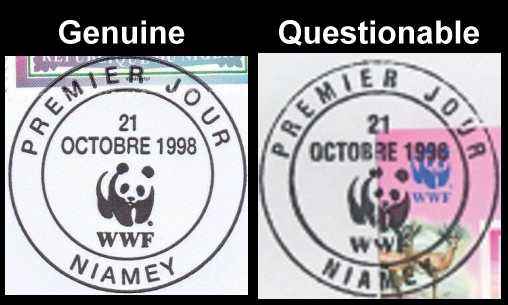 Niger 1998 Gazella World Wildlife Fund (WWF) First Day Cancel Comparison