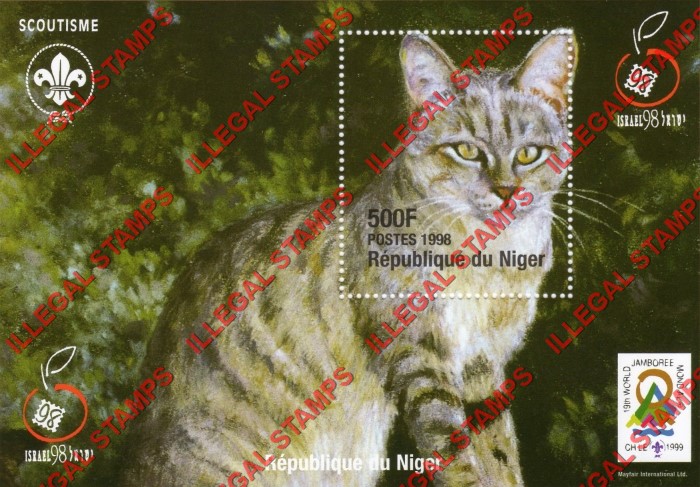 Niger 1998 Cats Illegal Stamp Souvenir Sheet of 1