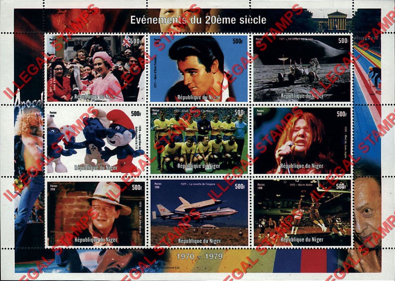 Niger 1998 Events of the 20th Century 500F Illegal Stamp Souvenir Sheets of 9 (Sheet 2)