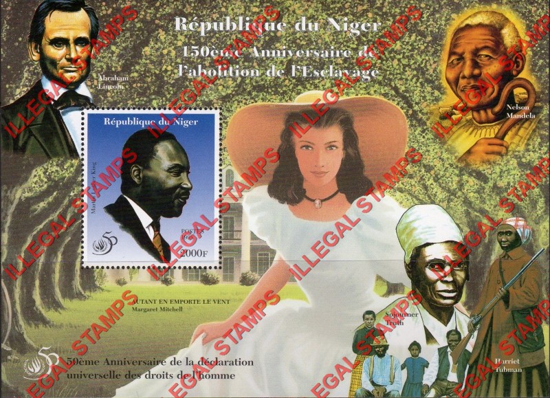 Niger 1998 Martin Luther King Abolition of Slavery Illegal Stamp Souvenir Sheet of 1