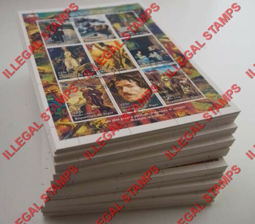 Niger 1998 Paintings by Eugene Delacroix Illegal Stamp Souvenir Sheet of 9 Bulk Sale of 1000 Copies