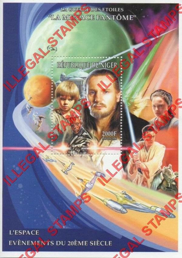 Niger 1998 Space Events in the 20th Century Star Wars The Phantom Illegal Stamp Souvenir Sheet of 1