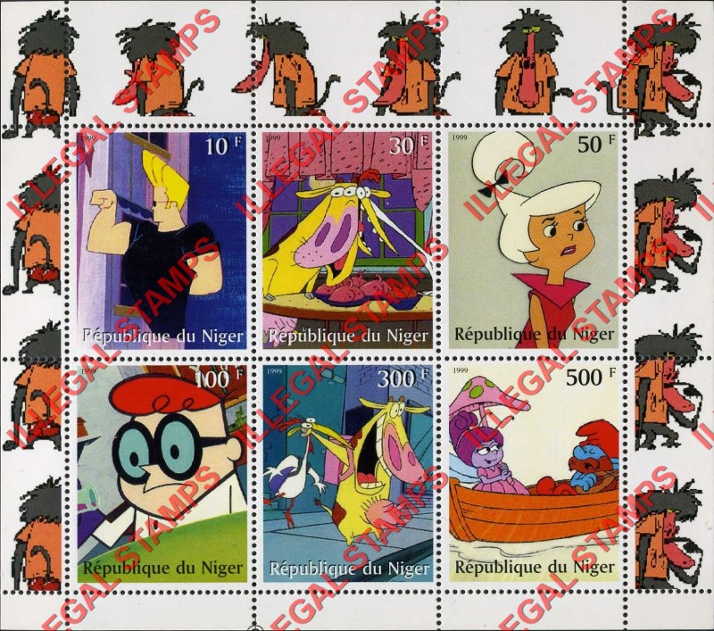 Niger 1999 Cartoon Network Cartoon Characters Illegal Stamp Souvenir Sheet of 6