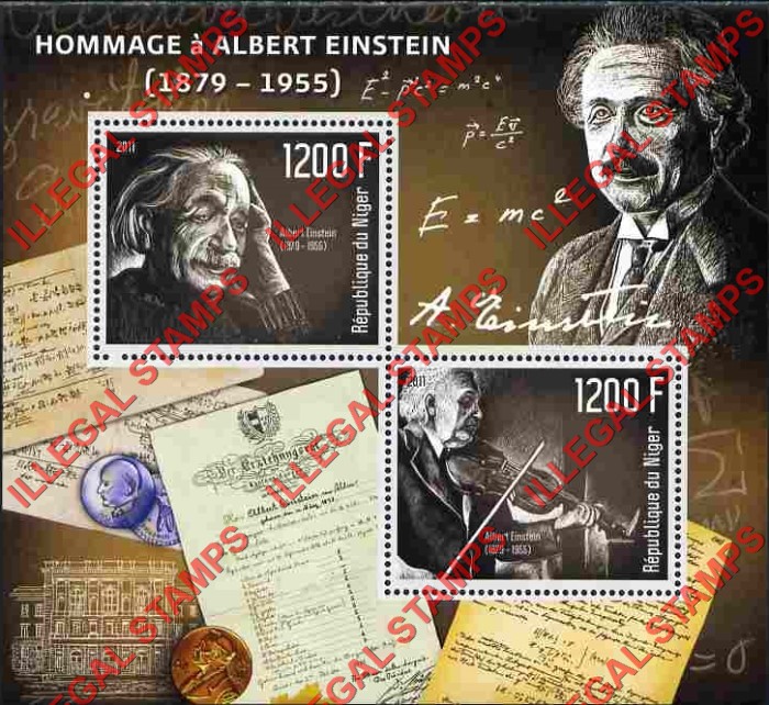 Niger 2011 Albert Einstein Illegal Stamp Souvenir Sheet of 2