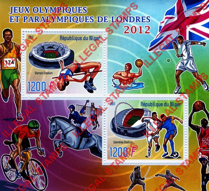 Niger 2011 London Olympic and Paralympic Games (2012) Illegal Stamp Souvenir Sheet of 2