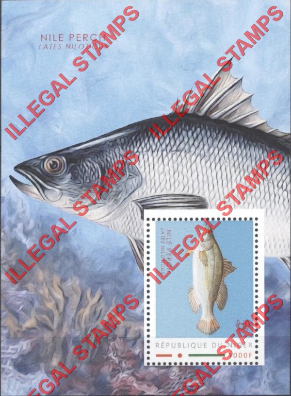 Niger 2012 Animals Fish Nile Perch WW Illegal Stamp Souvenir Sheet of 1
