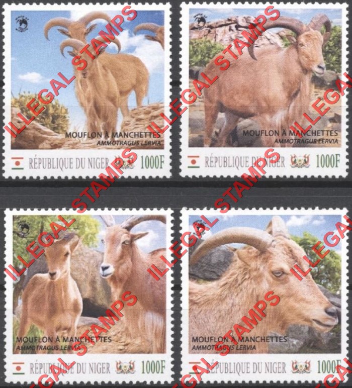 Niger 2012 Animals Goats Mouflon and Manchettes WW Illegal Stamp Set of 4