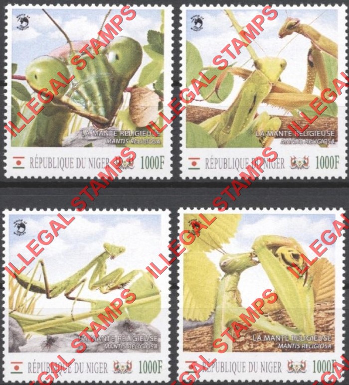 Niger 2012 Animals Insects Preying Mantis WW Illegal Stamp Set of 4