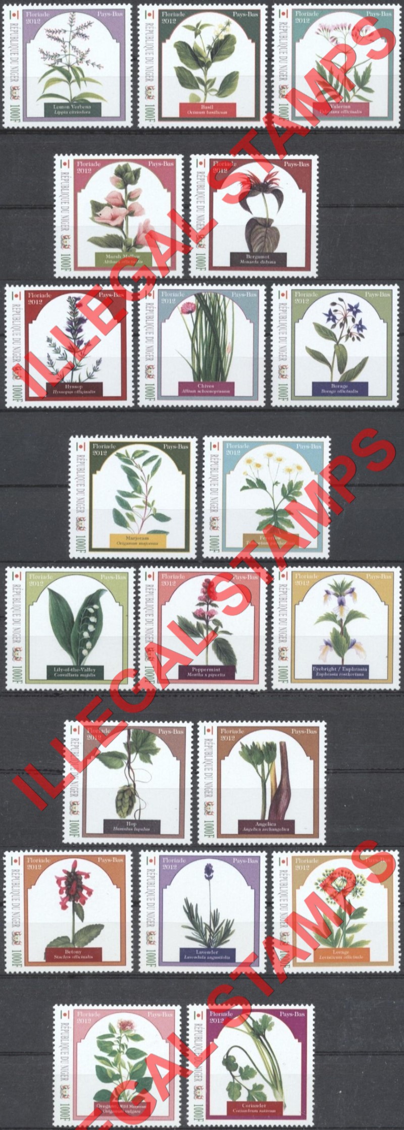 Niger 2012 Flowers Illegal Stamp Set of 20