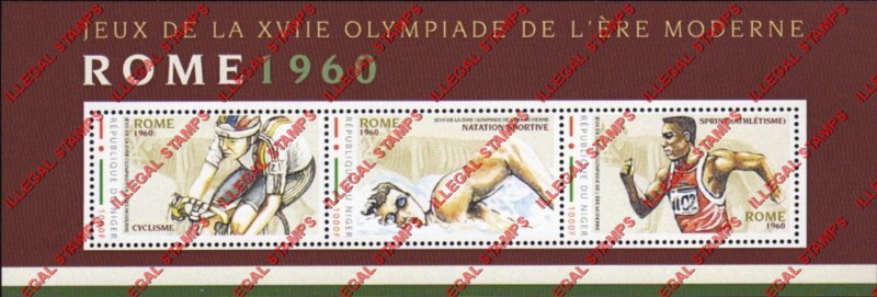 Niger 2012 Modern Era Olympics Rome 1960 Illegal Stamp Souvenir Sheet of 3