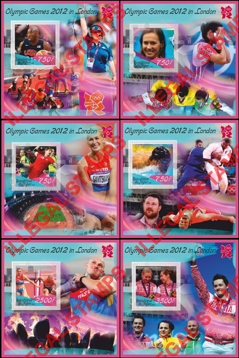 Niger 2012 Olympic Games in London Illegal Stamp Souvenir Sheets of 1