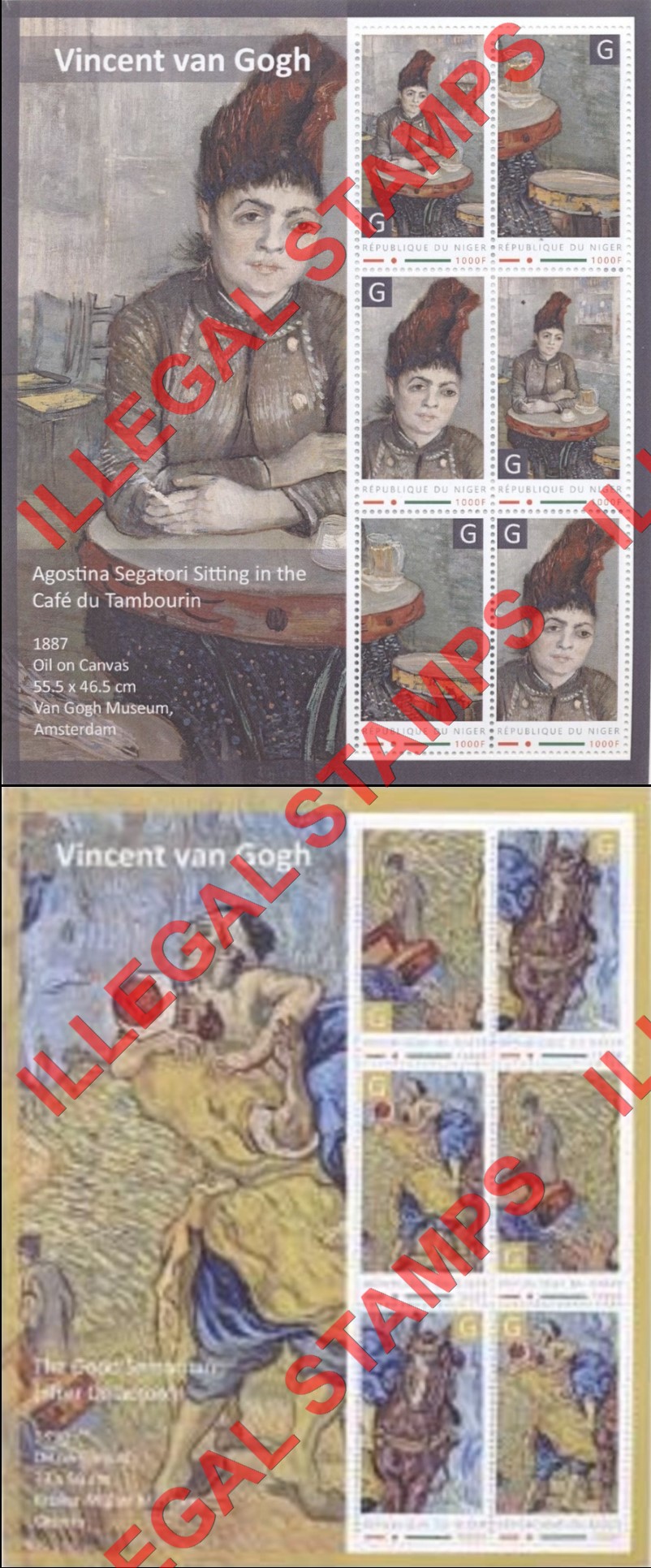Niger 2012 Paintings by Vincent Van Gogh Illegal Stamp Souvenir Sheets of 6