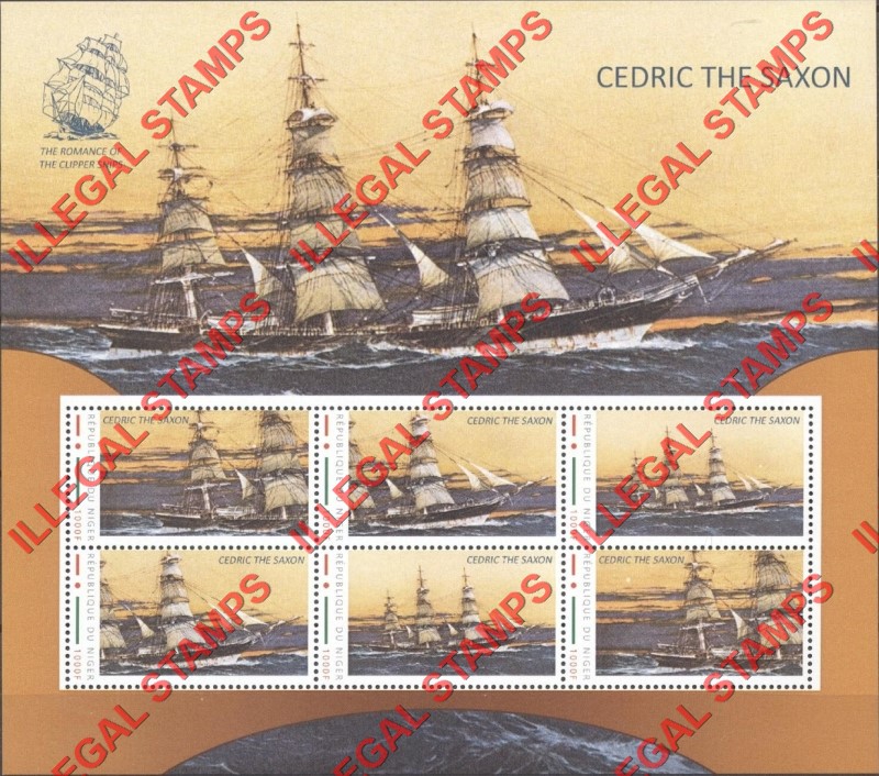 Niger 2012 Sailing Ships Cedric the Saxon Illegal Stamp Souvenir Sheet of 6
