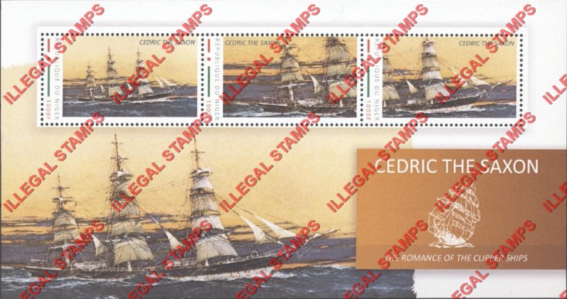 Niger 2012 Sailing Ships Cedric the Saxon Illegal Stamp Souvenir Sheet of 3