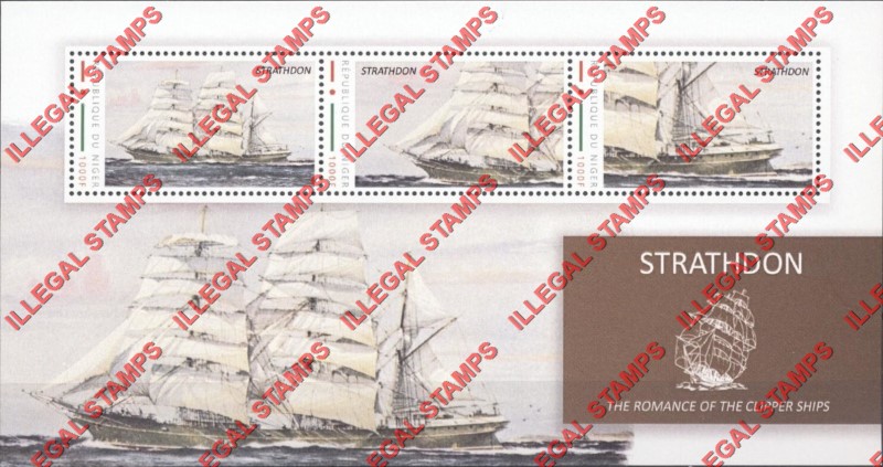 Niger 2012 Sailing Ships Strathdon Illegal Stamp Souvenir Sheet of 3