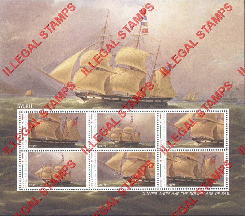 Niger 2012 Sailing Ships Sylph Illegal Stamp Souvenir Sheet of 6