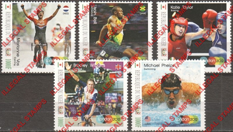 Niger 2012 Summer Olympic Games in London Illegal Stamp Set of 5