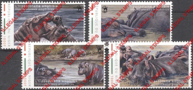 Niger 2013 Animals Hippopatamus WW Illegal Stamp Set of 4