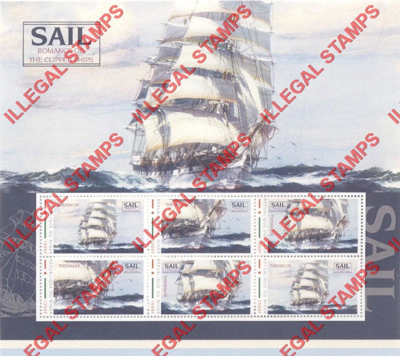 Niger 2013 Sailing Ships Thessalus Illegal Stamp Souvenir Sheet of 6