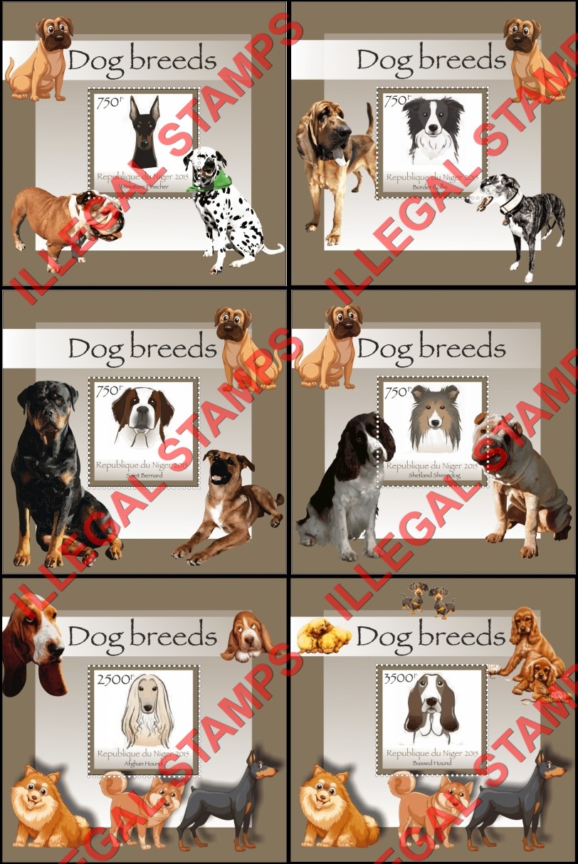 Niger 2015 Dogs Illegal Stamp Souvenir Sheets of 1