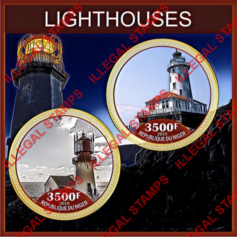 Niger 2015 Lighthouses Illegal Stamp Souvenir Sheet of 2