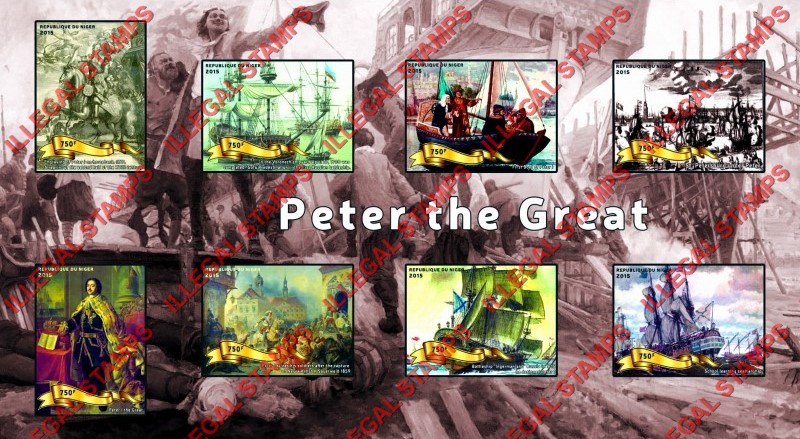 Niger 2015 Peter the Great Illegal Stamp Souvenir Sheet of 8