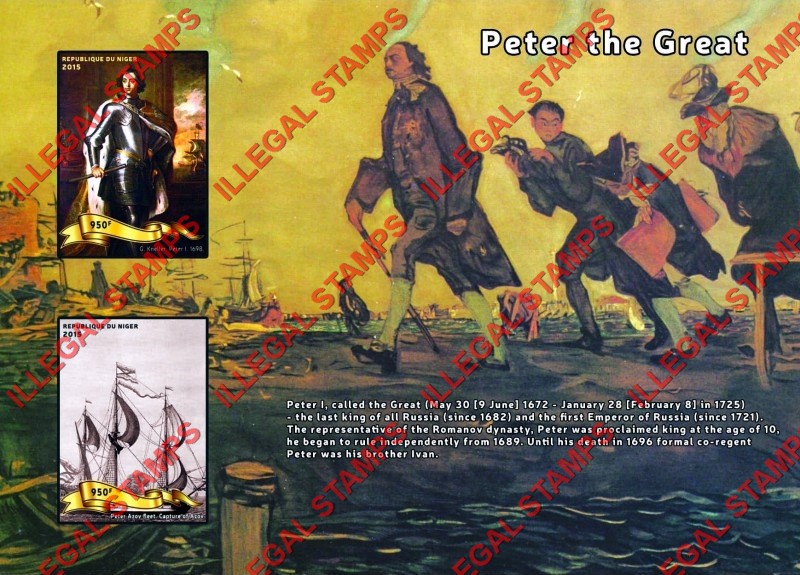 Niger 2015 Peter the Great Illegal Stamp Souvenir Sheet of 2