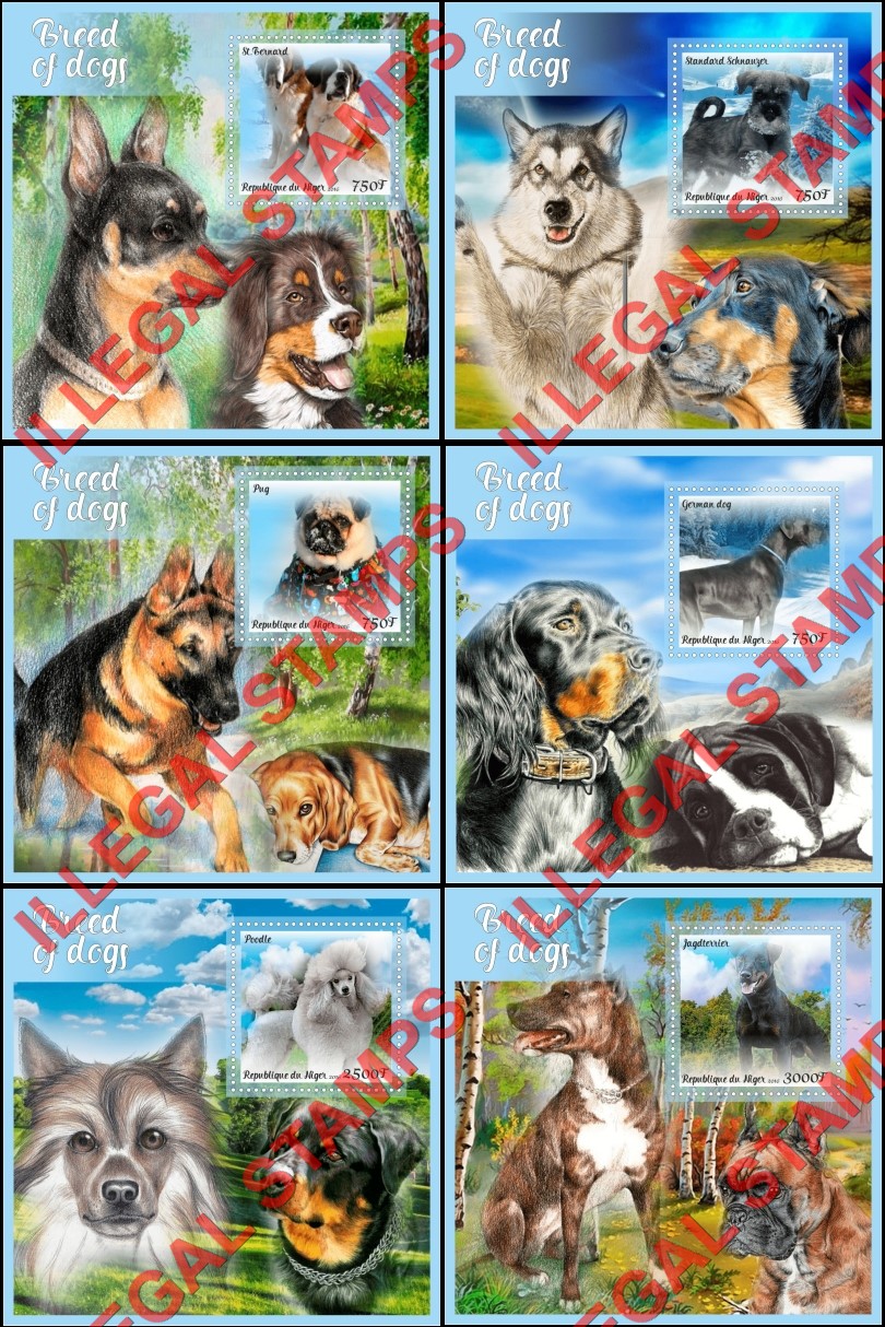 Niger 2016 Dogs Breed Illegal Stamp Souvenir Sheets of 1