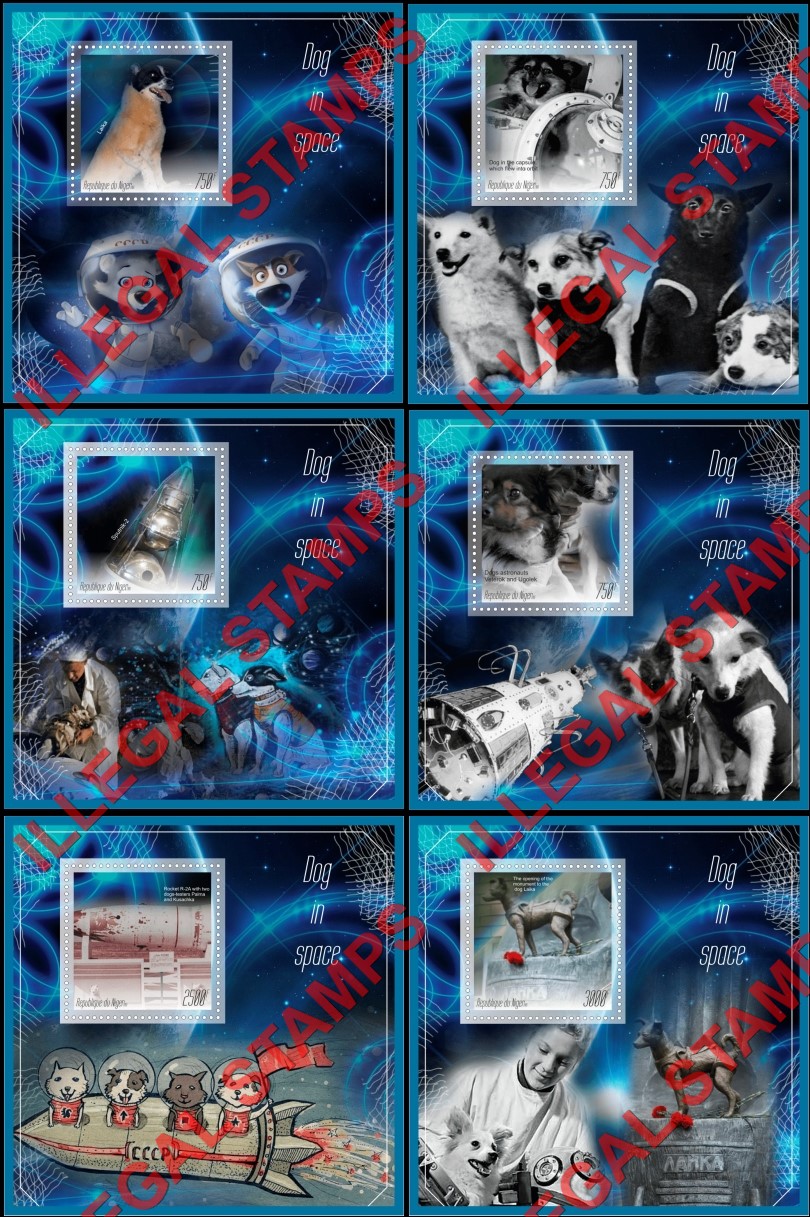 Niger 2016 Dogs in Space Illegal Stamp Souvenir Sheets of 1