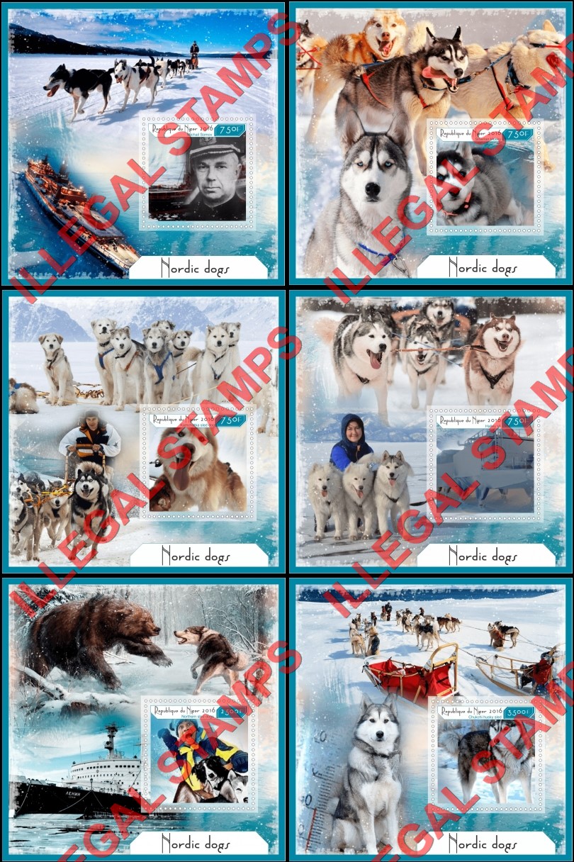 Niger 2016 Dogs Nordic Illegal Stamp Souvenir Sheets of 1