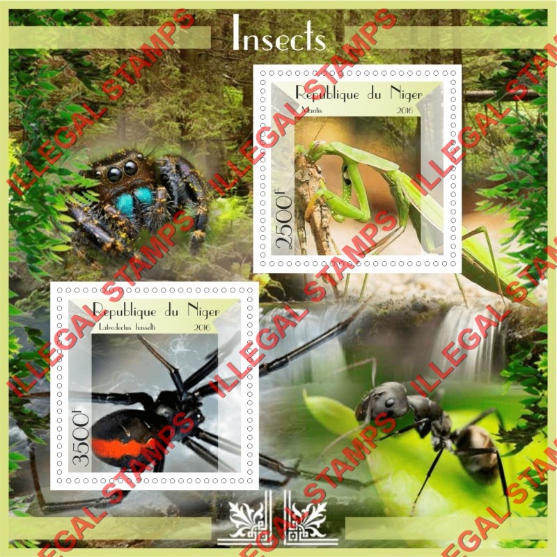 Niger 2016 Insects Illegal Stamp Souvenir Sheet of 2