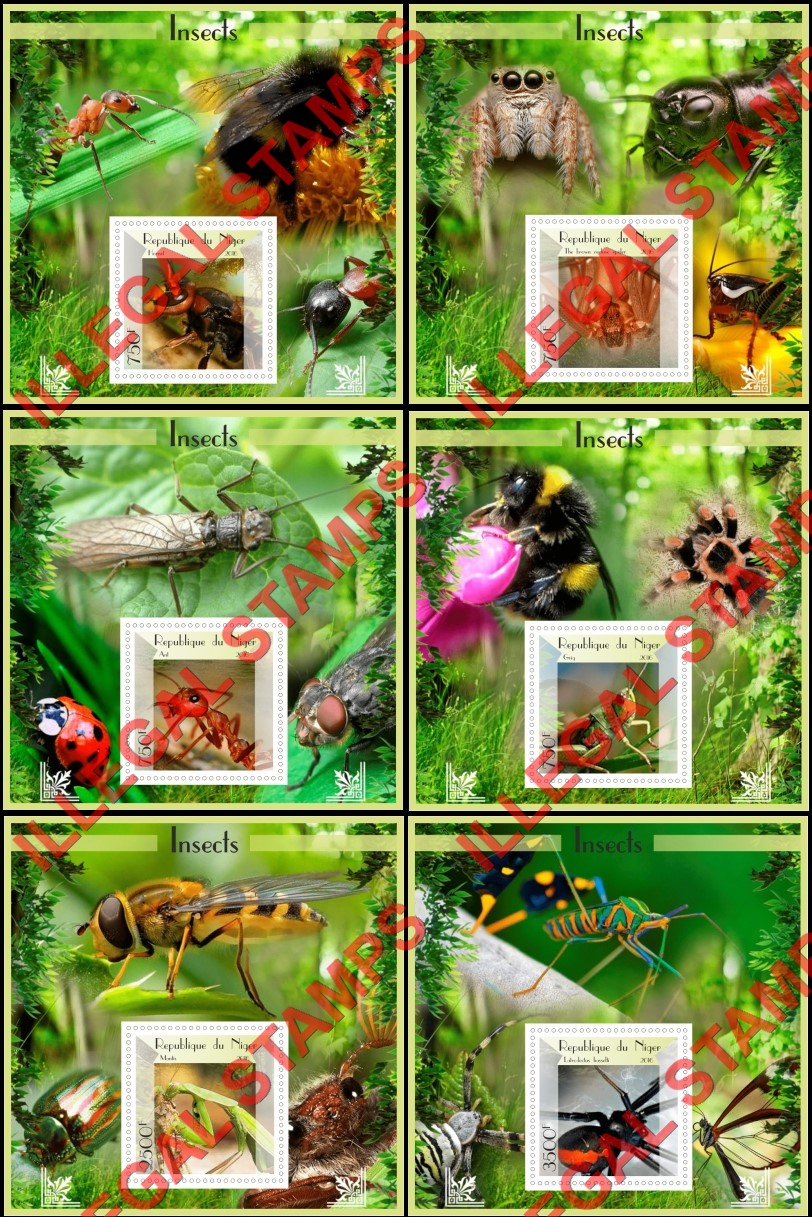 Niger 2016 Insects Illegal Stamp Souvenir Sheets of 1