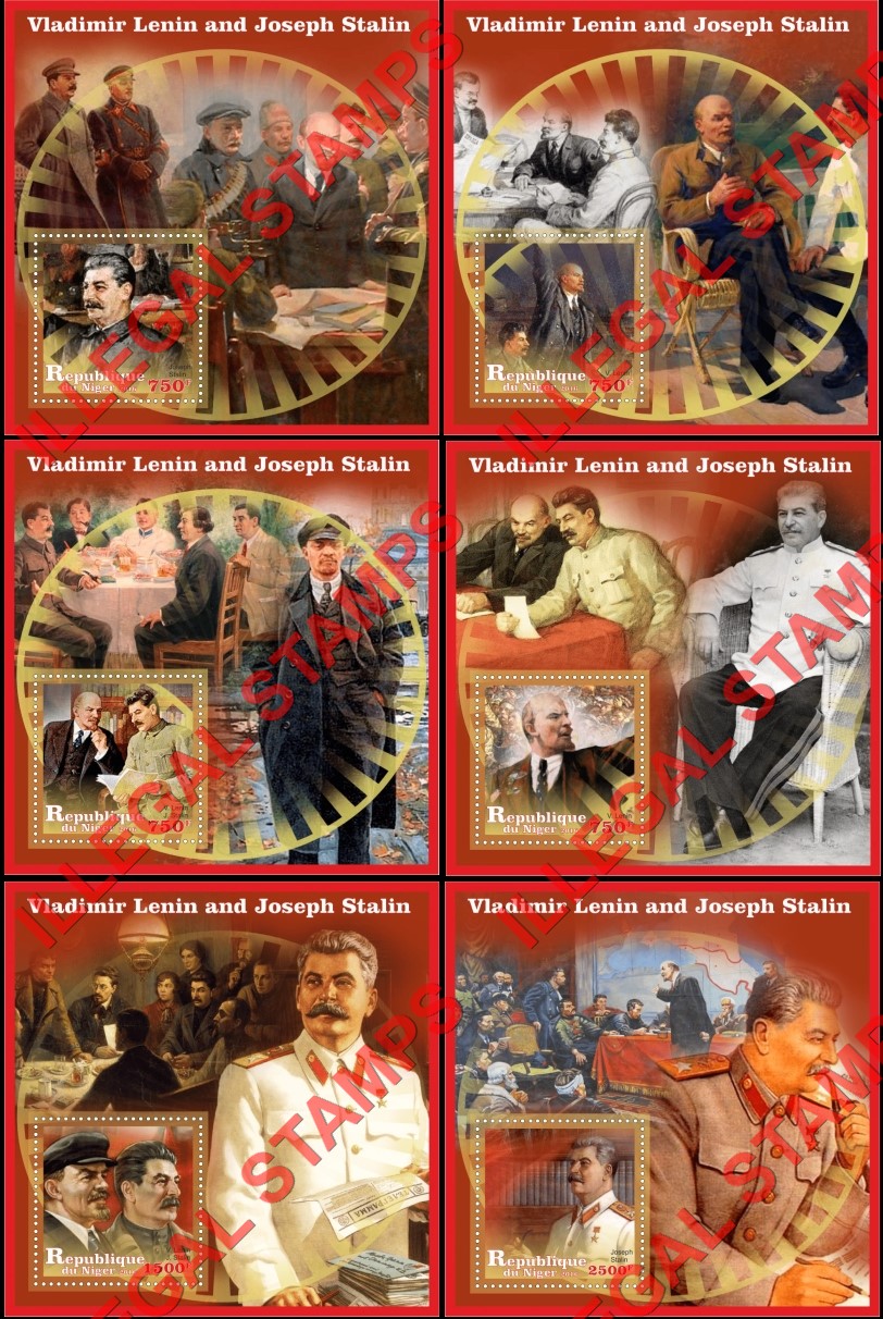 Niger 2016 Lenin and Stalin Illegal Stamp Souvenir Sheets of 1