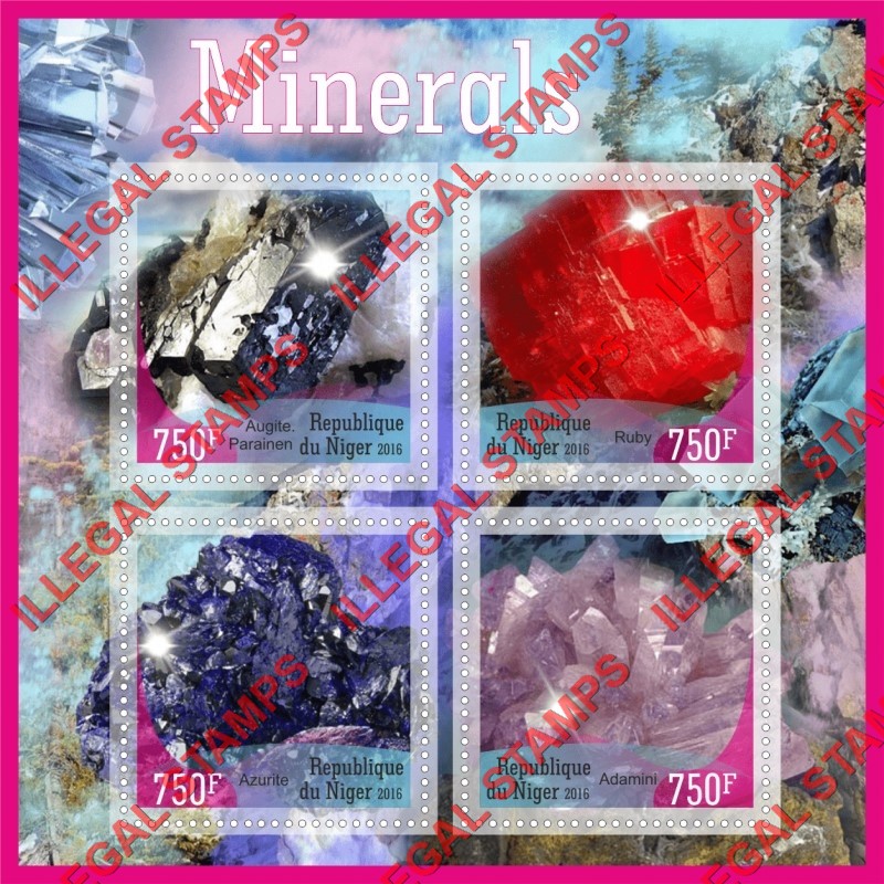 Niger 2016 Minerals Illegal Stamp Souvenir Sheet of 4